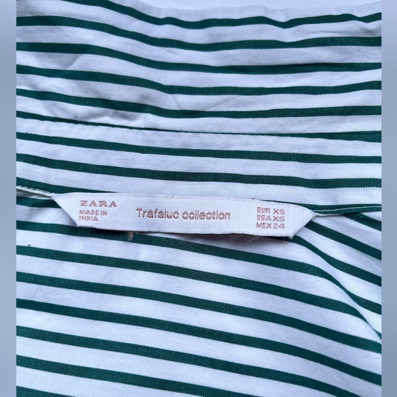 Zara | Green & White Striped Long Poplin Shirt - Picture 12 of 16